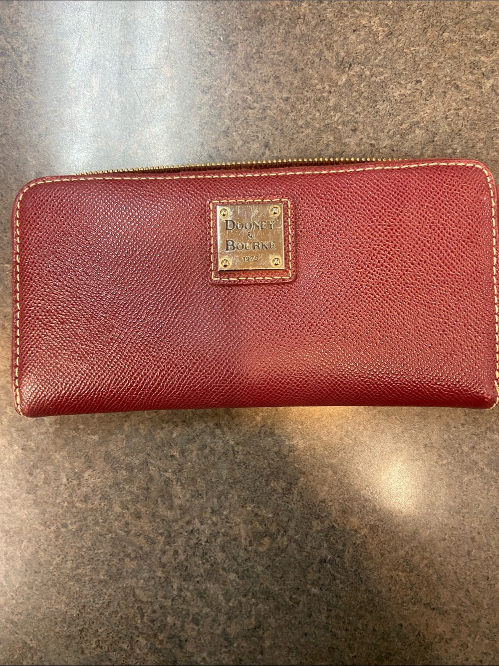 Dooney & Bourke Burgundy Zip Around Saffiano Wallet